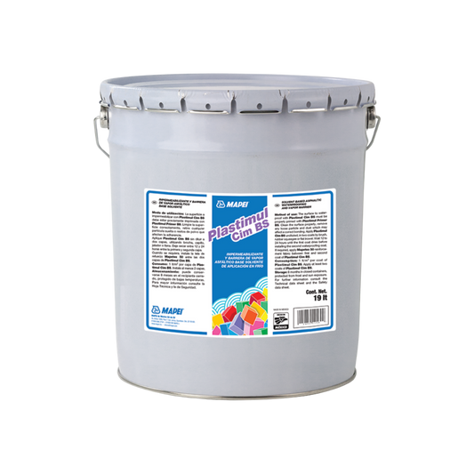 Cubeta de Plastimul Cim BS, impermeabilizante asfáltico de alto desempeño para cimentaciones y muros enterrados.